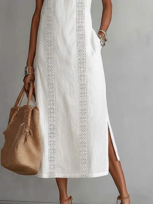 Vestido Elegante con Cuello Mao