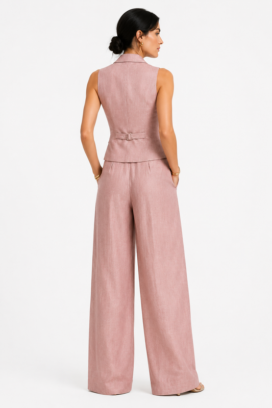 Conjunto satinado de chaleco y pantalón