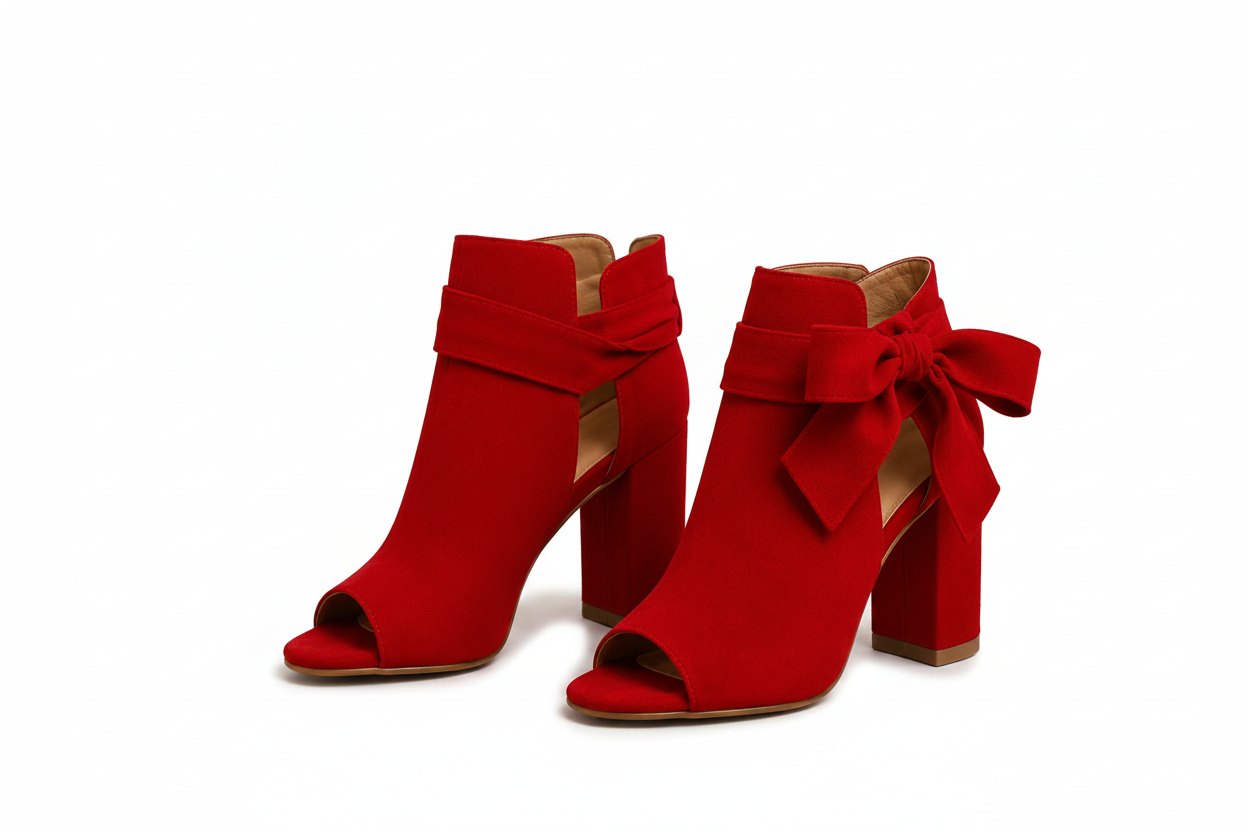 Botines de tacón con moño decorativo
