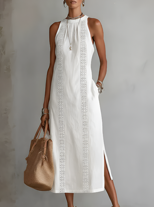 Vestido Elegante con Cuello Mao